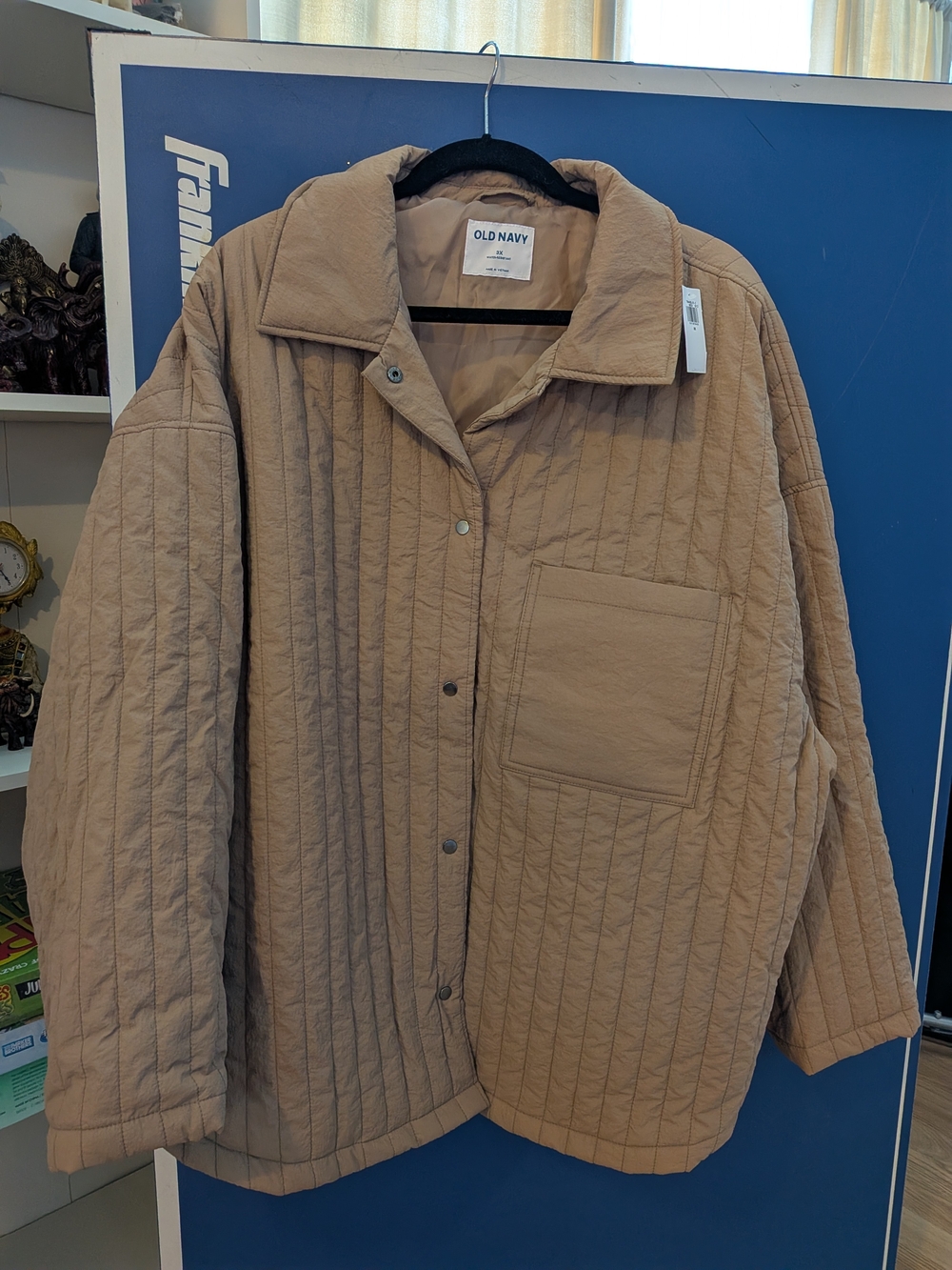 Old Navy Quilted Tan Jacket - Women's Lightweight Coat